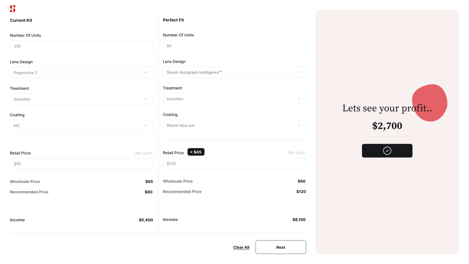 After: redesigned calculator